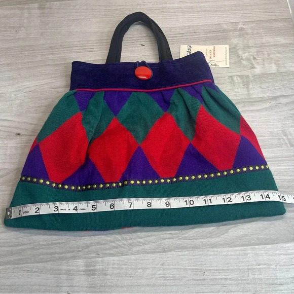 Pauline Poluschka One of a Kind Handbag Vintage Corduroy Fabric Vintage Purse - Picture 10 of 12